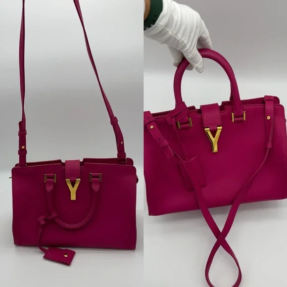 Authentic Yves Saint Laurent pink small cabad tote in smoot calfskin leather - Picture 2 of 15